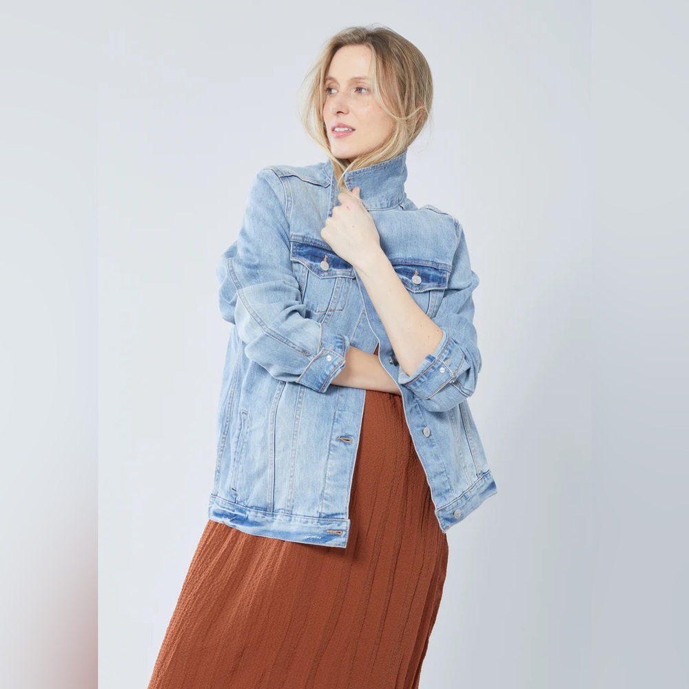 Long Sleeve Maternity Denim Jacket - Isabel Maternity by Ingrid & Isabel - Picture 3 of 11